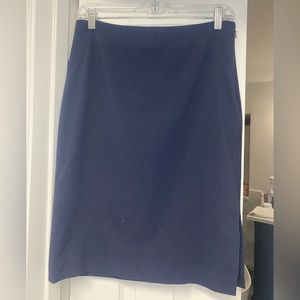 Ann Taylor Navy, Mid Length, Pencil Skirt with Mini Side Slit - work attire